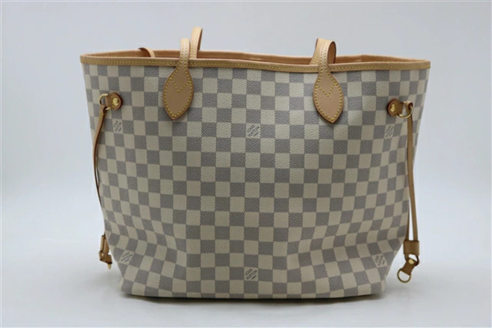 LOUIS VUITTON Neverfull Tote Bag Damier Azur White